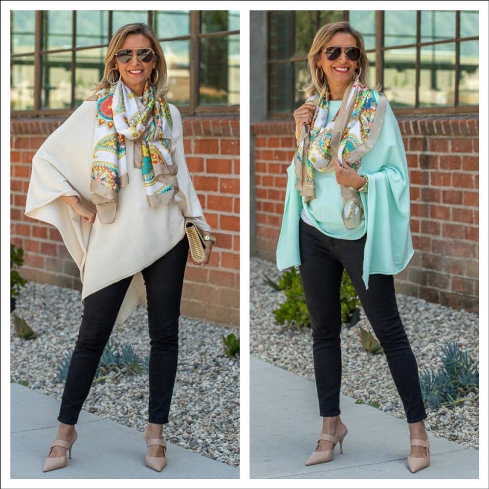 spring cashmere blend ponchos for women