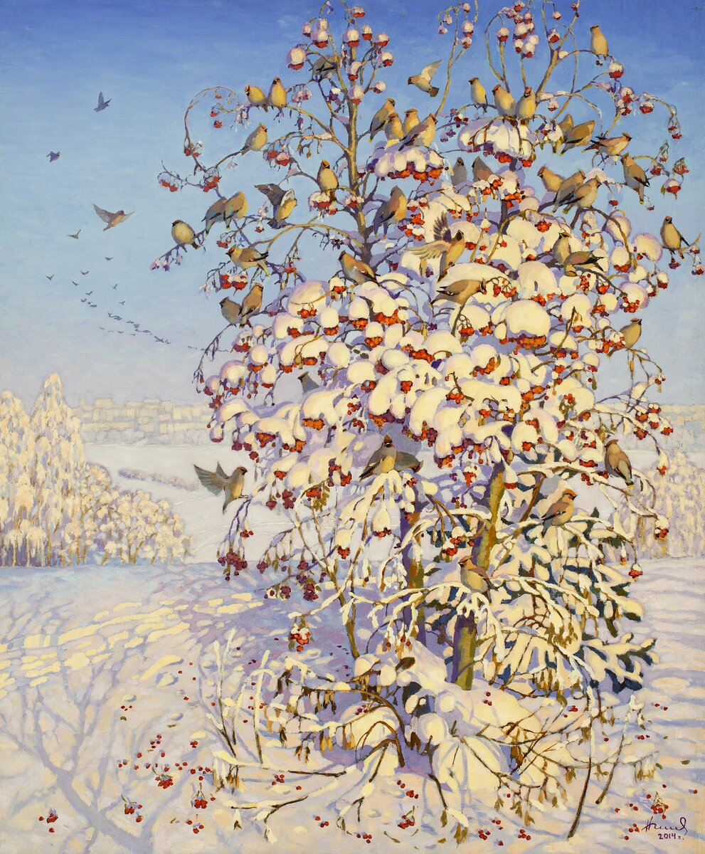 «Свиристели», 2014, холст, масло