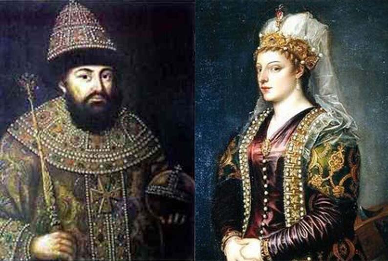 Великий князь Василий III (1479-1533 гг) и его вторая жена Елена Глинская (ок. 1510 - 1538 гг)