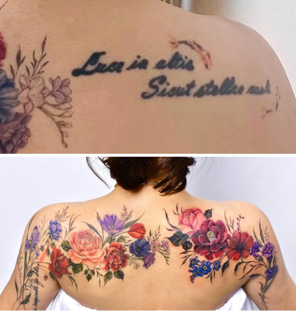 Мастерское обновление старых татуировок: до и после