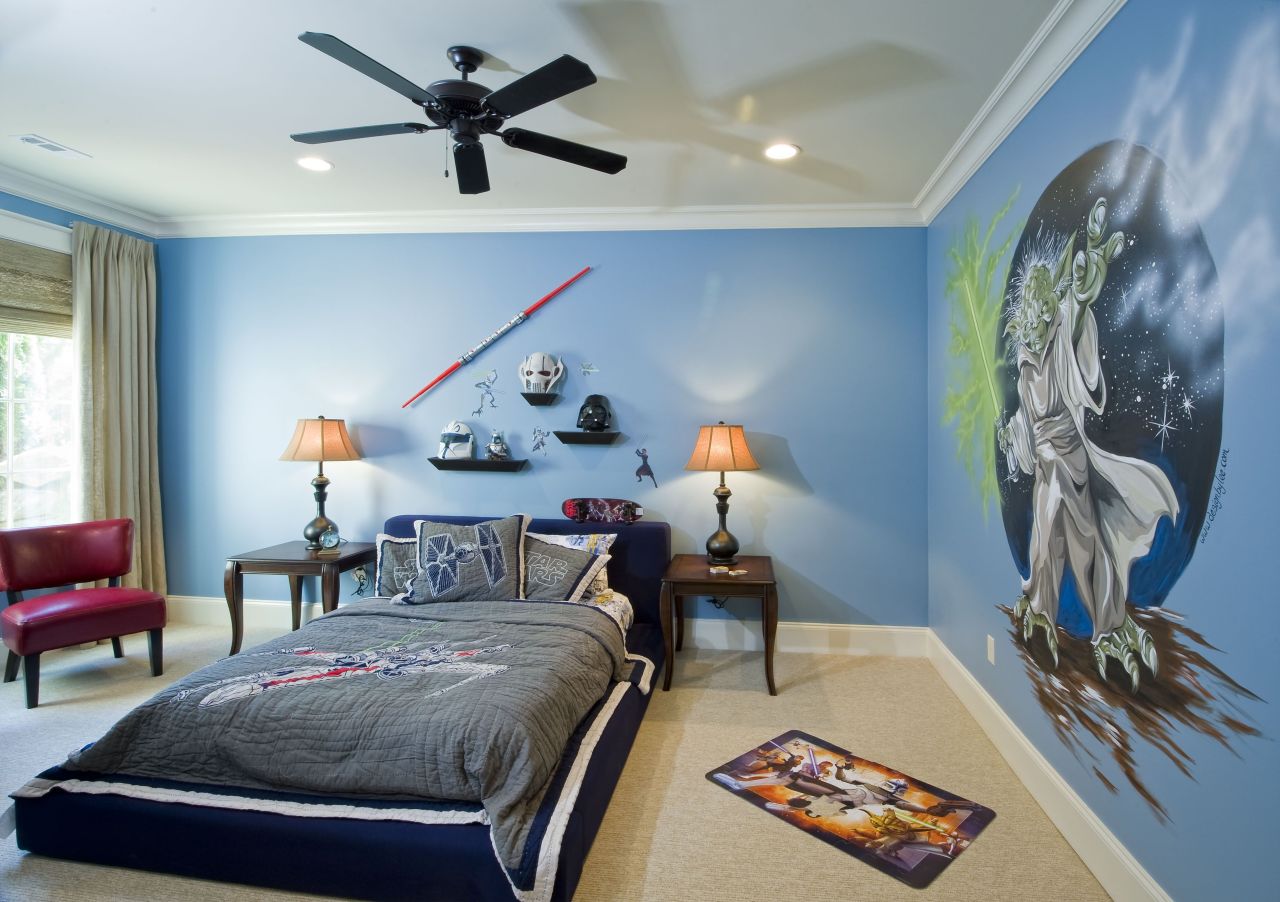 Интерьер детской комнаты в голубых тонах. Компания Бабич ремонт квартир