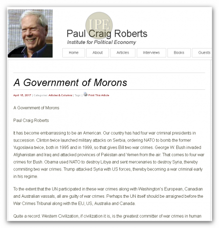 Пол Крейг Робертс: В США правительства дебилов и военных преступников