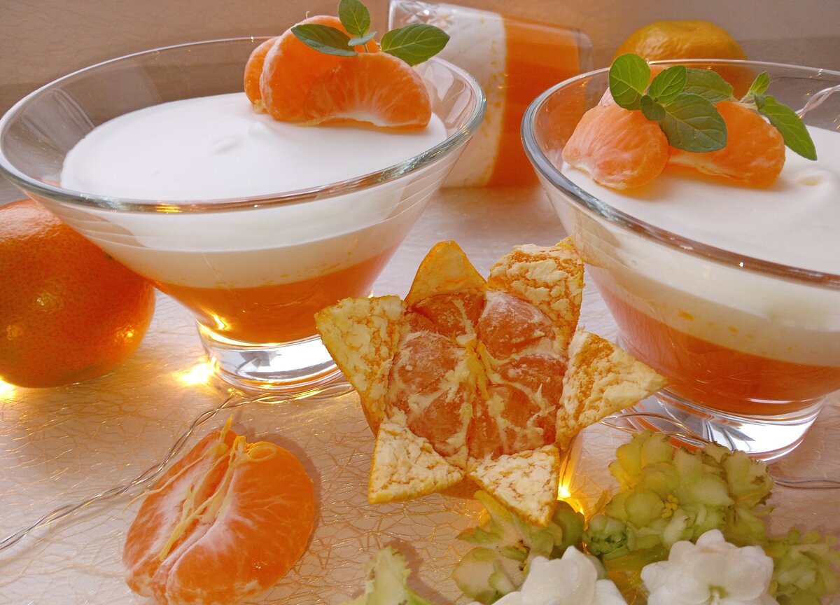 Десерт с новогодним вкусом: сливочно-мандариновое желе