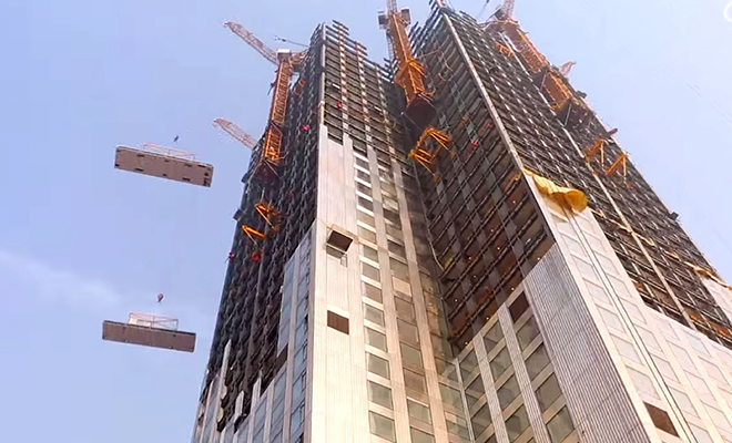 В Китае 10-этажное здание построили за 29 часов: квартиры внутри на видео