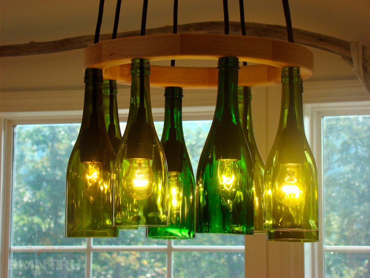 лампы из бутылок стеклянных