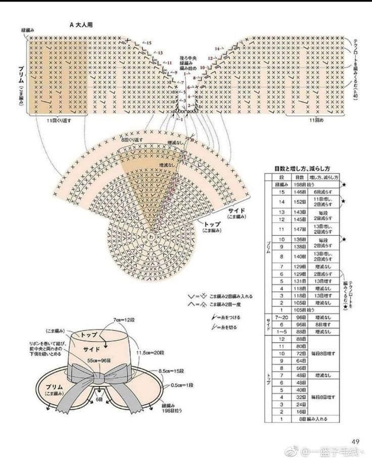 Шляпа с бантом крючком схема и описание