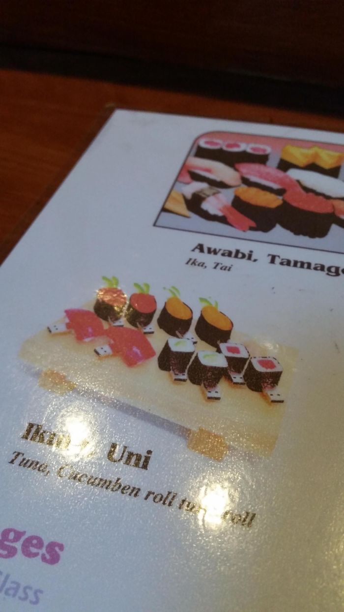 The Sushi Restaurant That I Went To Accidentally Put A Picture Of USB Sushi On Their Menu