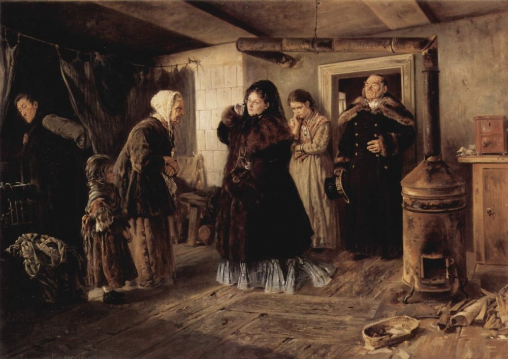 К. Маковский. Посещение бедных. 1874 год.