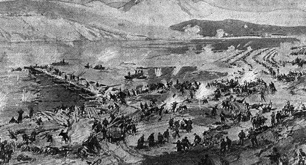 Переход японцев через Ялу во время боя. Источник: port-arthur.ucoz.ru (<a href=