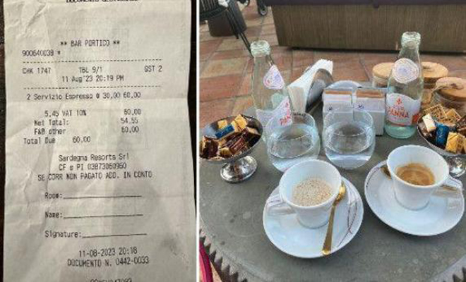 6500 рублей за 2 кофе: туристы на Сардинии зашли в бар, а потом показали чек 