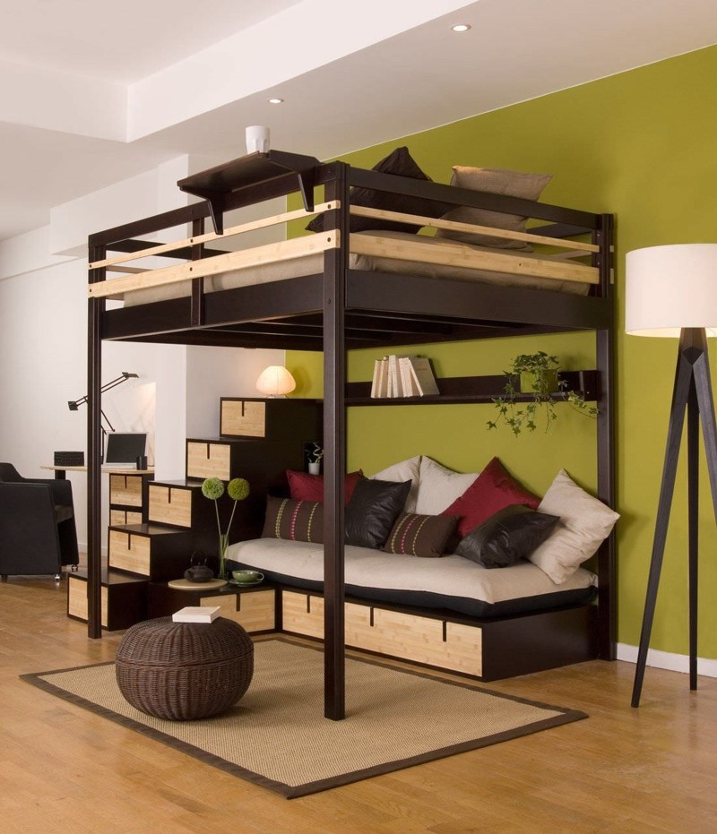 Или зону отдыха, например двухъярусная кровать, дизайн, идеи, маленькая квартира