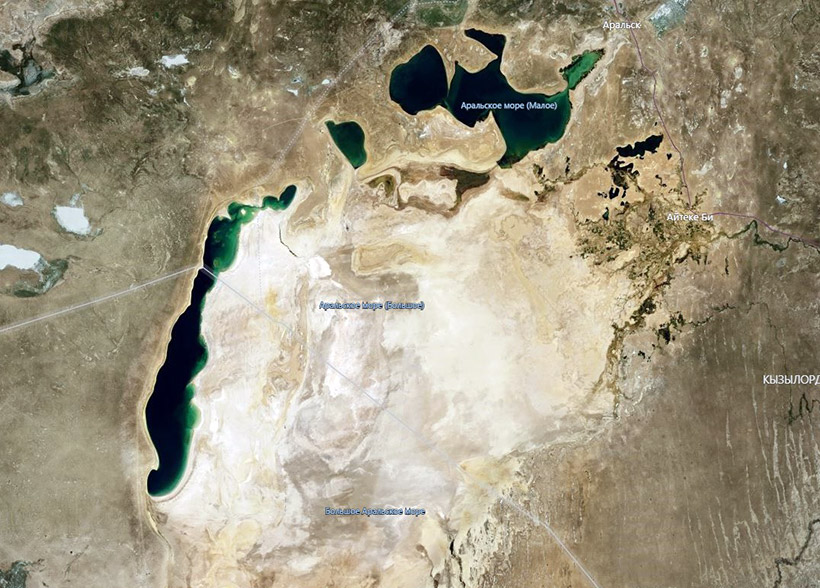 Аральское море со спутника в 2019 году