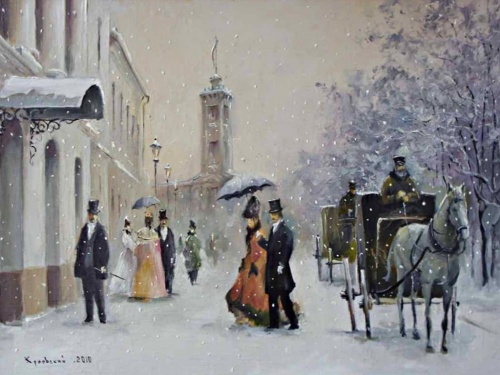 Художник Владимир Краевский. По снегу, летящему с неба 