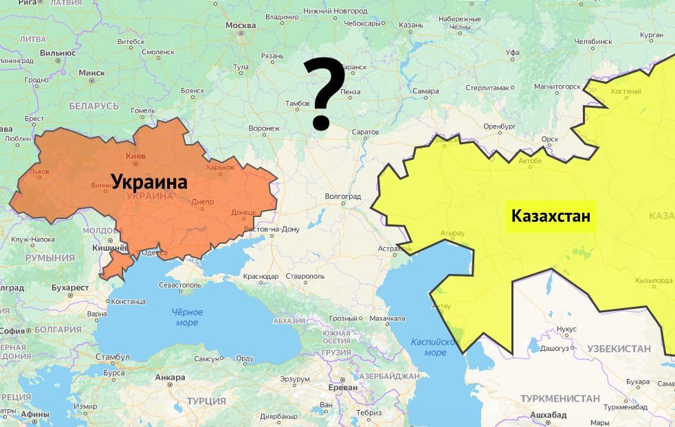 Территория украины и казахстана. Казахстан и Украина на карте. Море в Казахстане на карте. Карта России Украины и Казахстана.