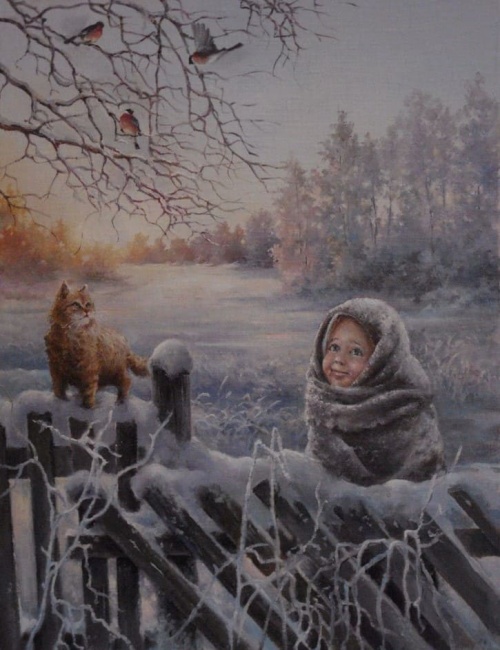 Художник Владимир Краевский. По снегу, летящему с неба 