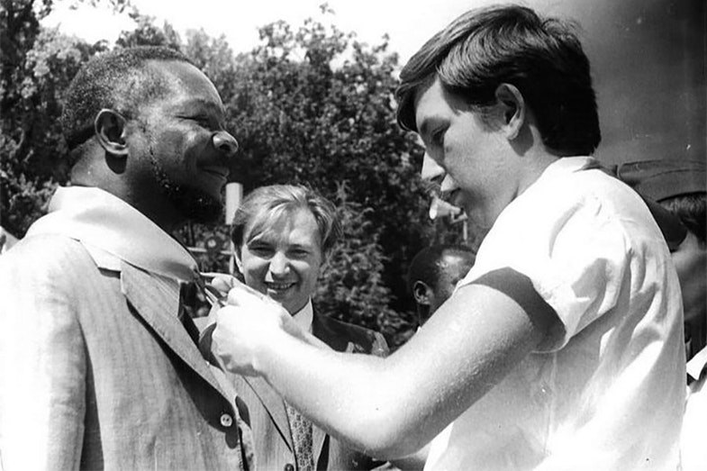 Jean-Bedel Bokassa in the pioneer camp 