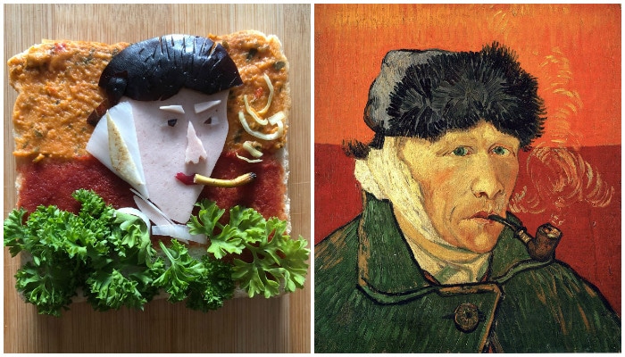 "Автопортрет с отрезанным ухом и трубкой" Ван Гог