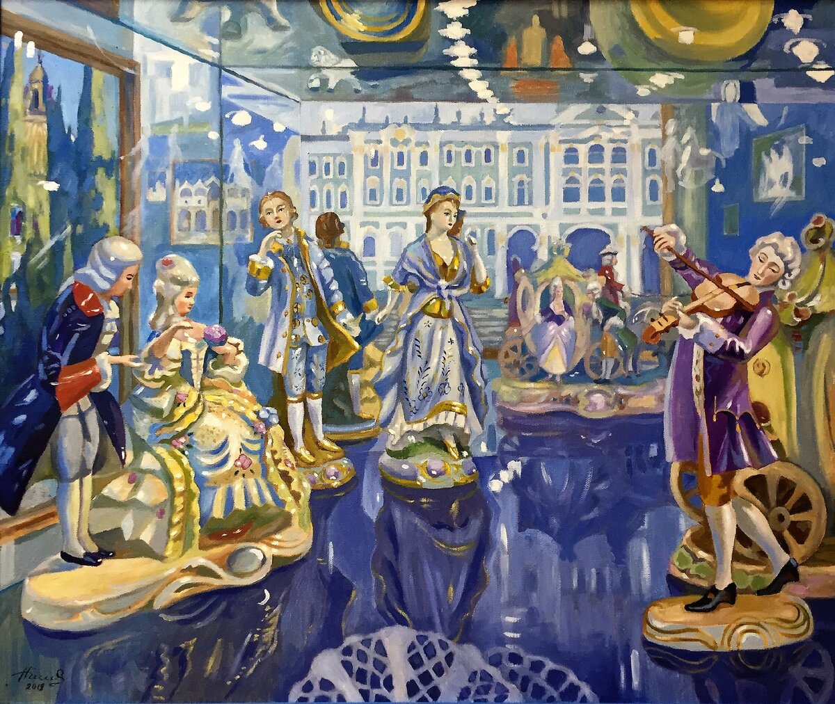«Эпоха за стеклом», 2018, холст, масло