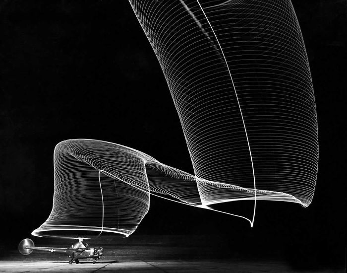 Long Exposure Of Helicopter Landing