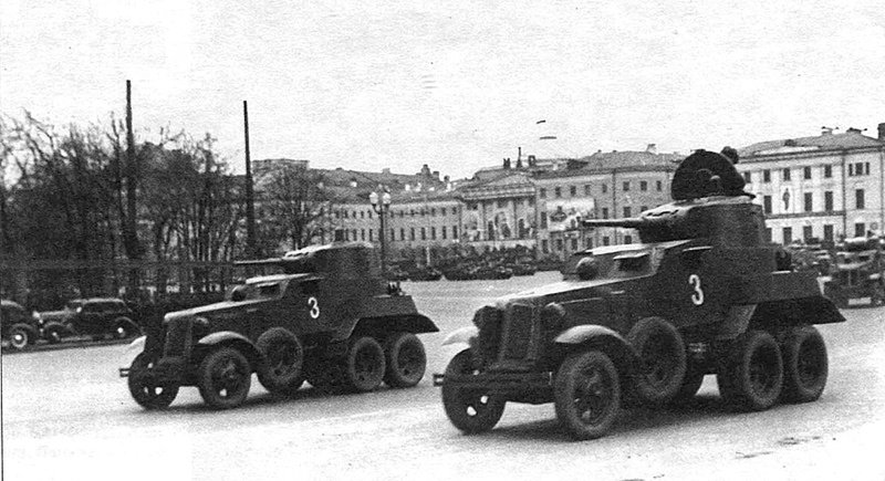 Советские бронеавтомобили БА-10 на параде в Москве 1 мая 1940 года. военная техника, вторая мировая война, история