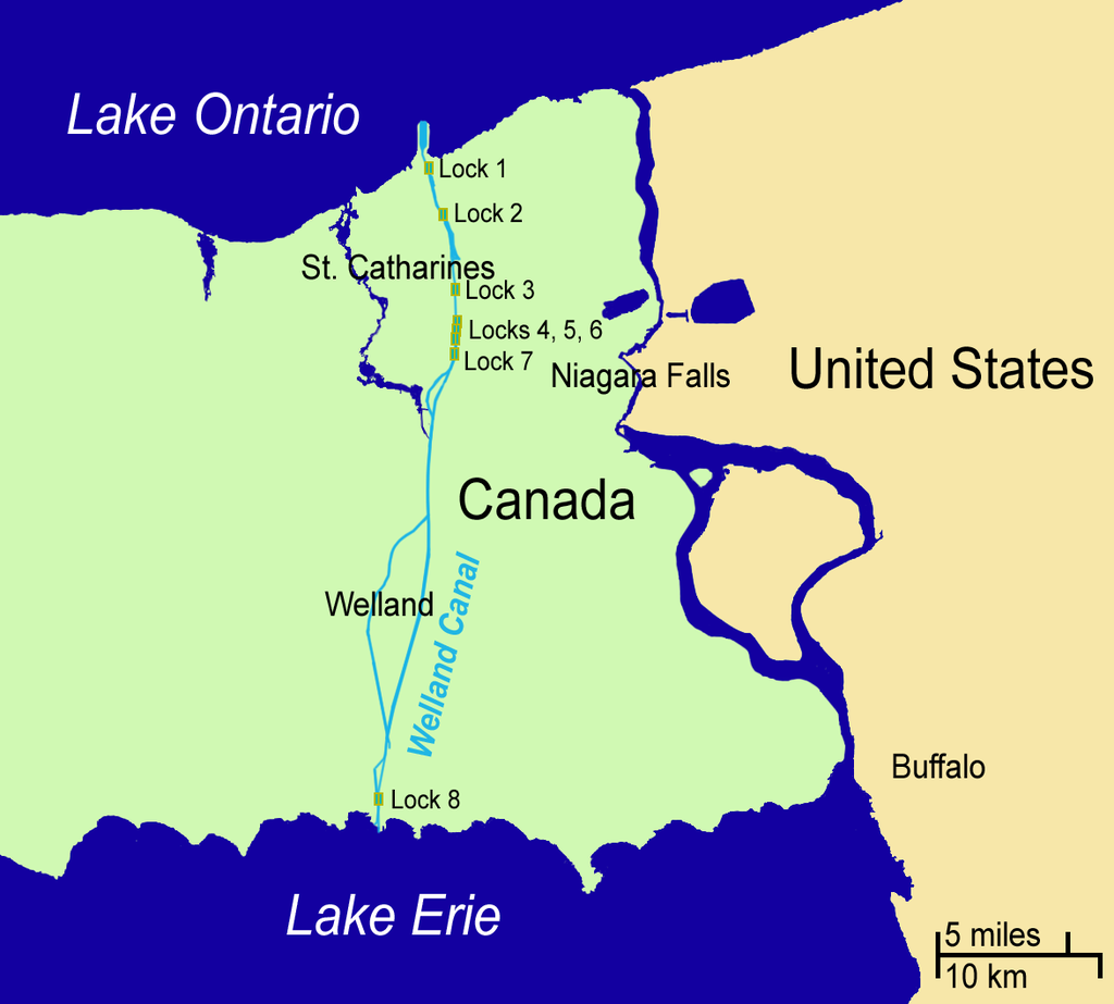 Река ниагара соединяющая озера эри и. Уэллендский канал на карте. Канал Уэлленд на карте. Welland canal на карте. Уэллендский судоходный канал.