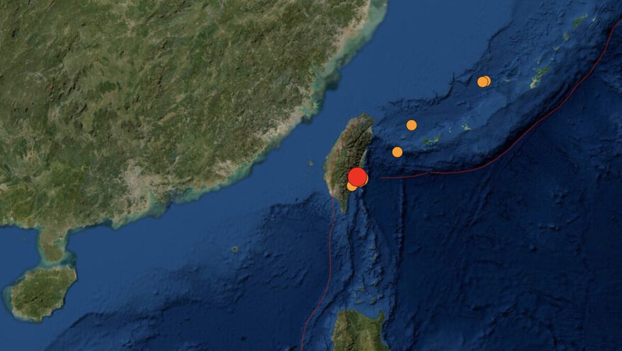 Близ острова Тайвань произошло землетрясение