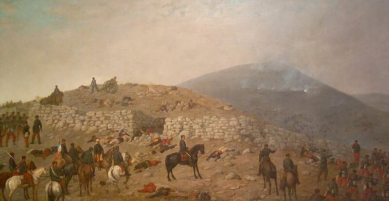 Чилийцы взяли высоту Сан-Хуан, 1881 год. Художник: Juan Mochi