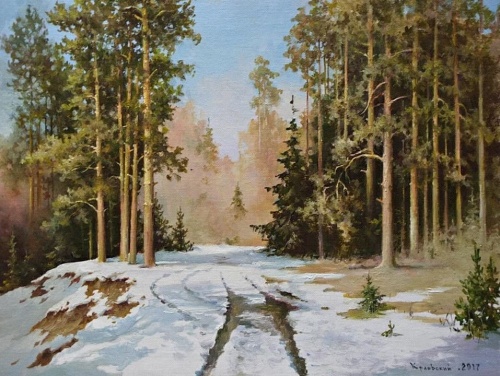 Художник Владимир Краевский. По снегу, летящему с неба 