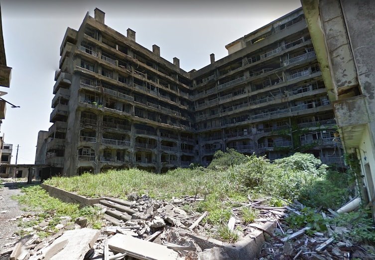 Гункандзима - покинутый шахтерский город-остров в Японии google earth, не лучшее место на Земле, неожиданно, пугающе, снимки, тайны и загадки, удаленные места, фотографии