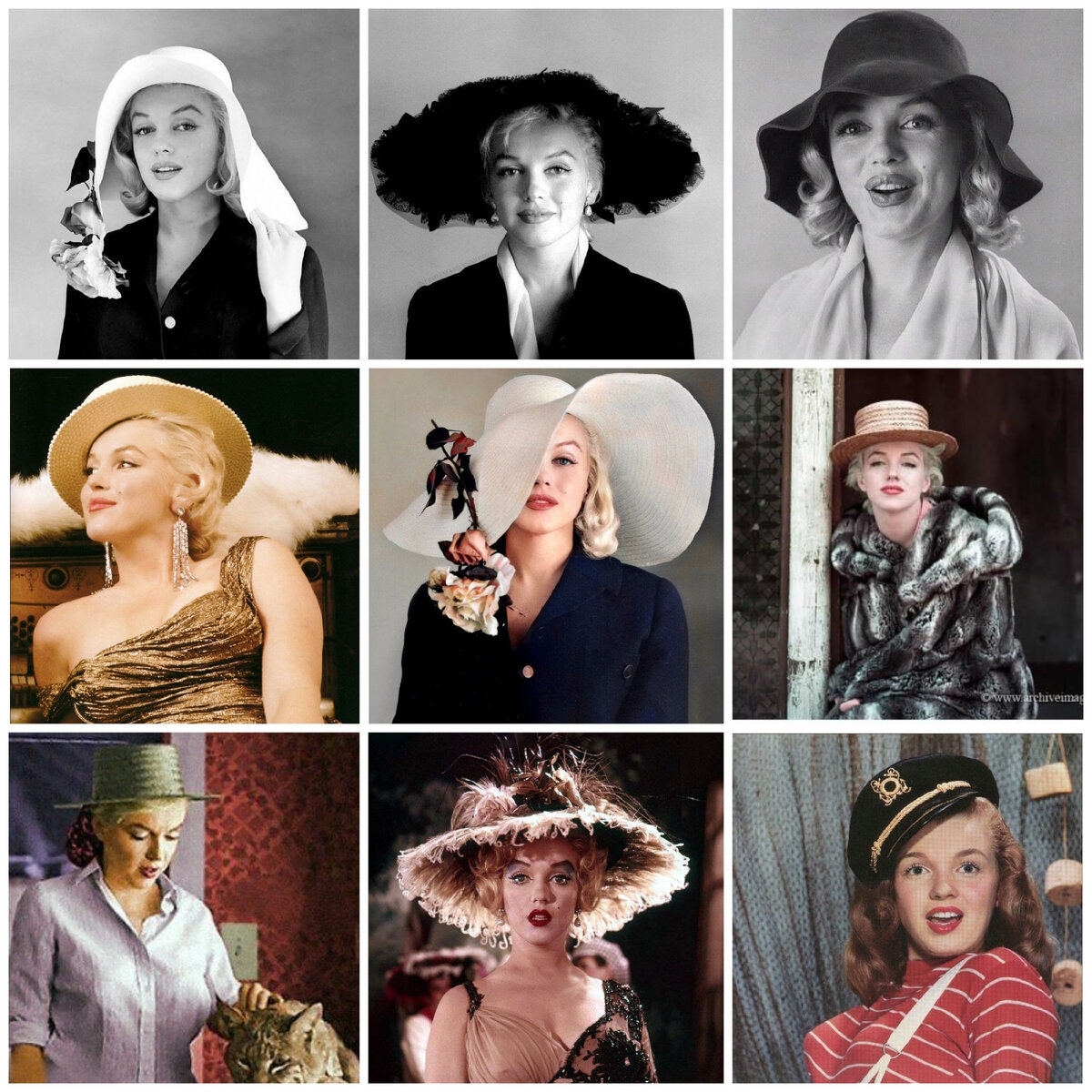 Мэрилин Монро примерила очень много вариантов. В её образах встречаются шляпки Гаминов, Театрального Романтика, Классические варианты и даже те, которые подходят Драматикам. Какая ей больше подходит?