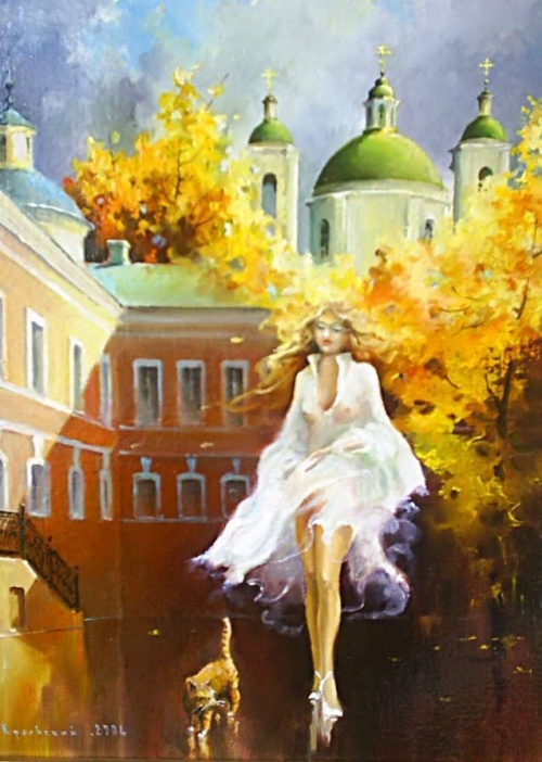 Художник Владимир Краевский. По снегу, летящему с неба 