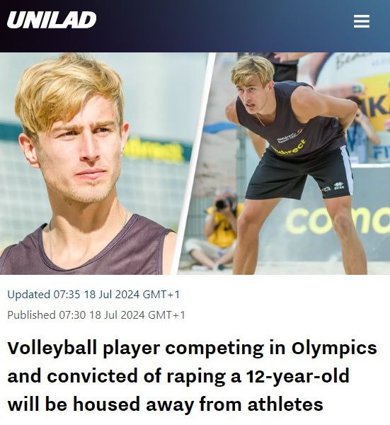 Голландский волейболист-педофил-насильник на Парижской Олимпиаде будет жить отдельно