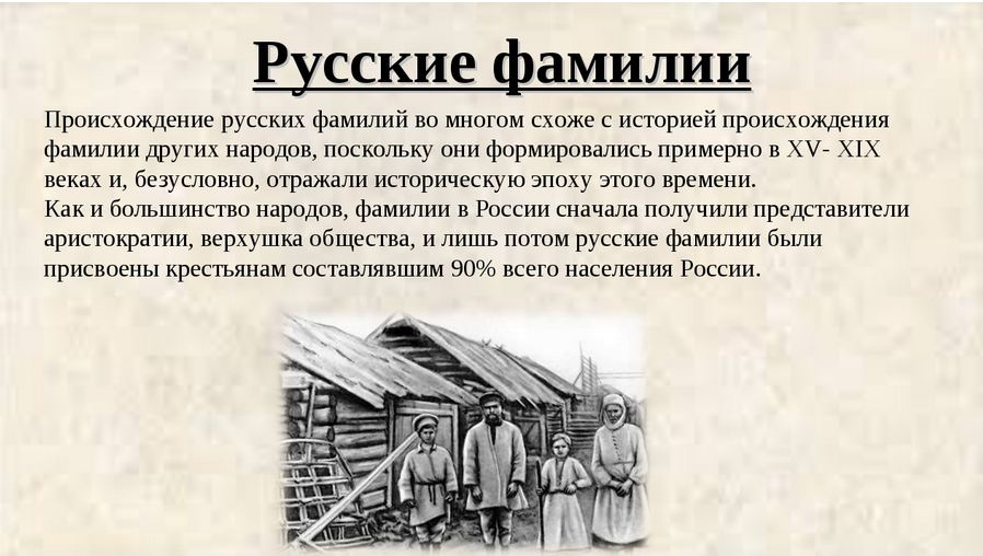 История происхождения русской фамилии проект 6 класс