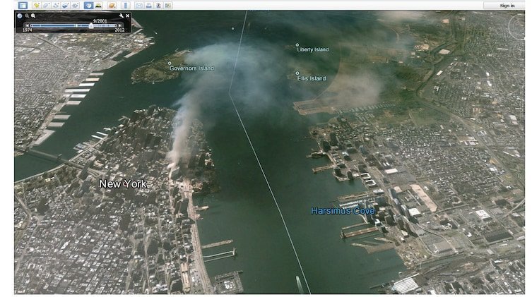 Манхэттен после теракта 11 сентября google earth, не лучшее место на Земле, неожиданно, пугающе, снимки, тайны и загадки, удаленные места, фотографии
