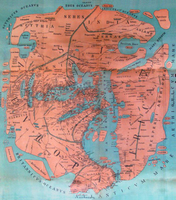 Воссозданная современными исследователями карта Помпония Мелы.