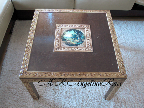 Переделка старого журнального столика с помощью пенопластовых багетов Переделка старого журнального столика с помощью пенопластовых багетов декупаж мебели