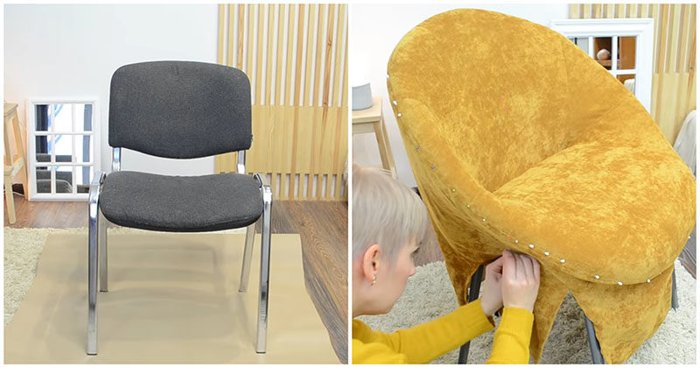 Неожиданная переделка офисного стула своими руками — отличный результат кресло,мебель,переделка,своими руками,умелые руки