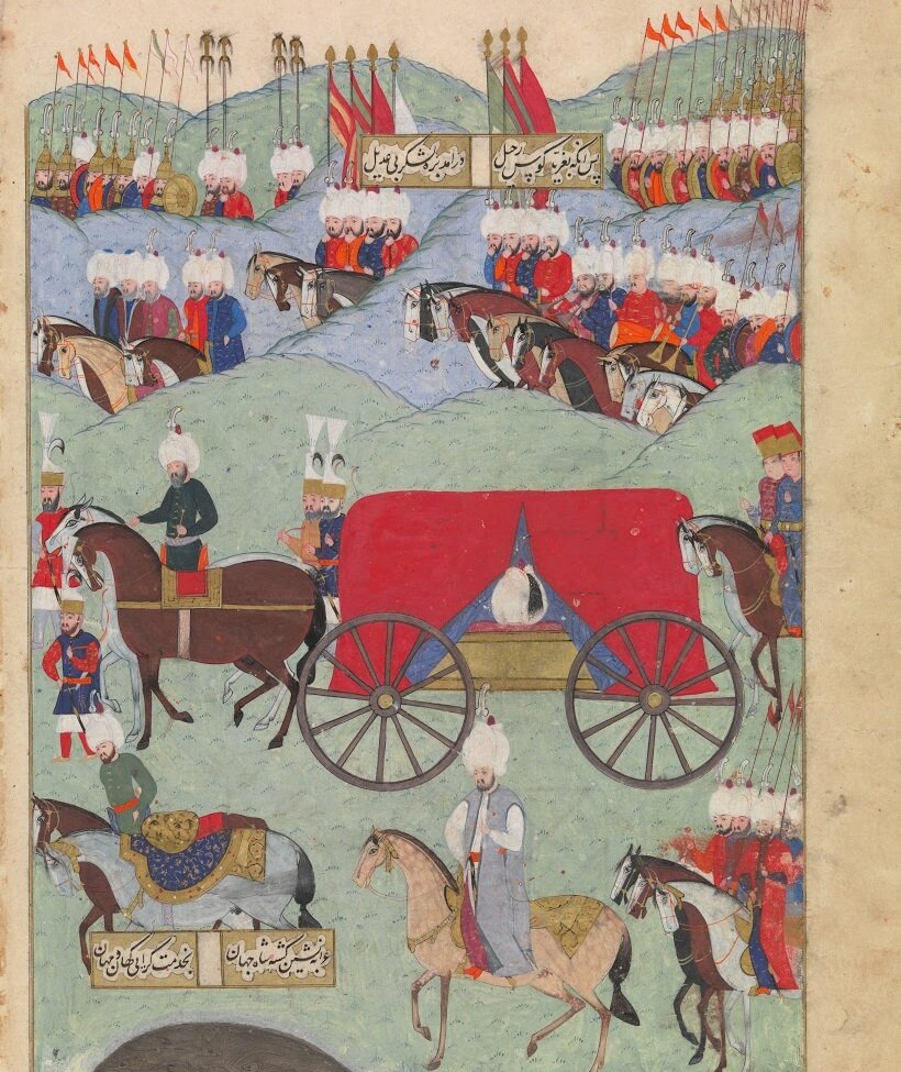 Похороны Сулеймана Великолепного. Из манускрипта "История султана Сулеймана", 1579 год
