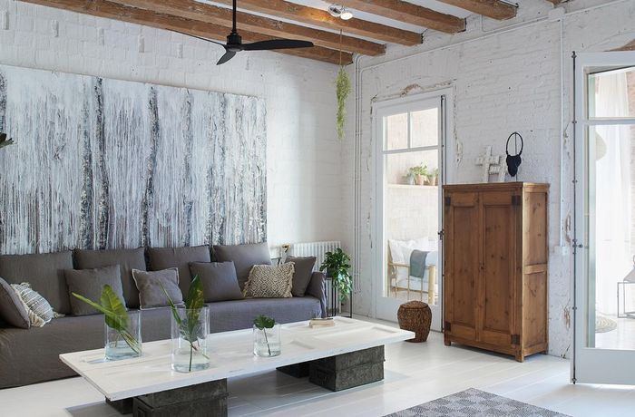 Очаровательная современная квартира с винтажными фактурными акцентами винтаж