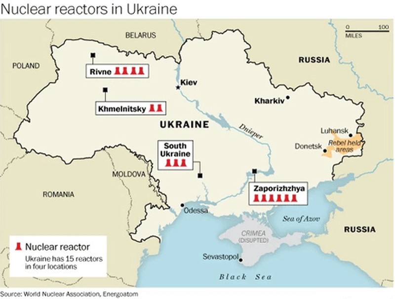 Карта атомных станций украины