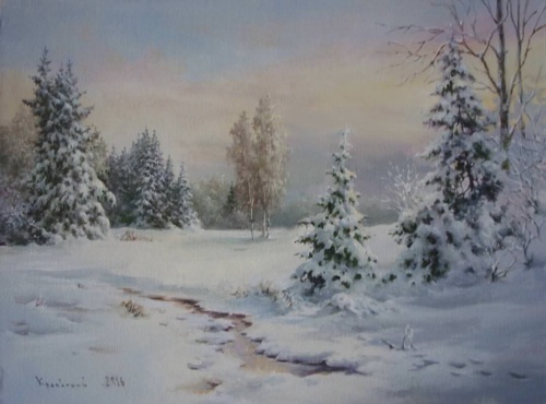 Художник Владимир Краевский. По снегу, летящему с неба 