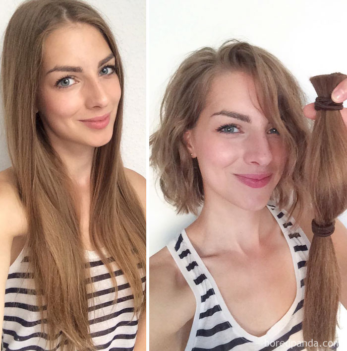 Donate Your Hair To People Who Lost Their Own Hair Due To Cancer Treatment, Hormone Disorders Etc. You'll Get A Nice New Look And A Great Feeling