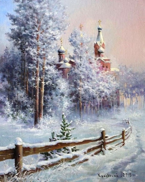 Художник Владимир Краевский. По снегу, летящему с неба 