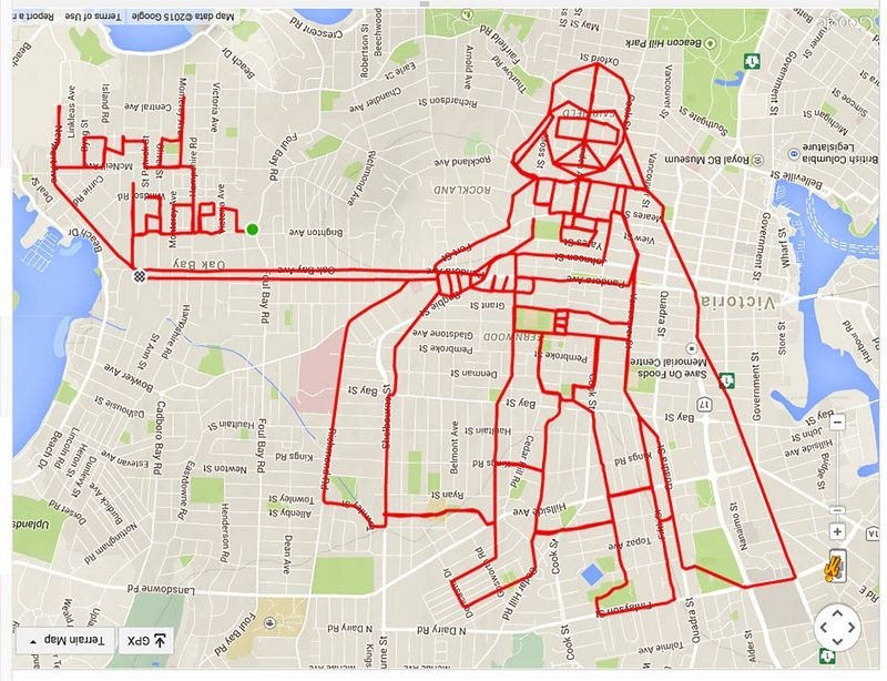 Велогонщик из Канады рисует GPS-картины на картах