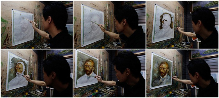Чжао Ксяойонг рисует автопортрет Ван Гога за 30 минут.