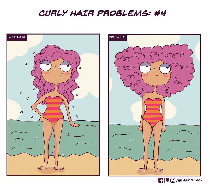 I Create Comics Based On Curly Hair Problems