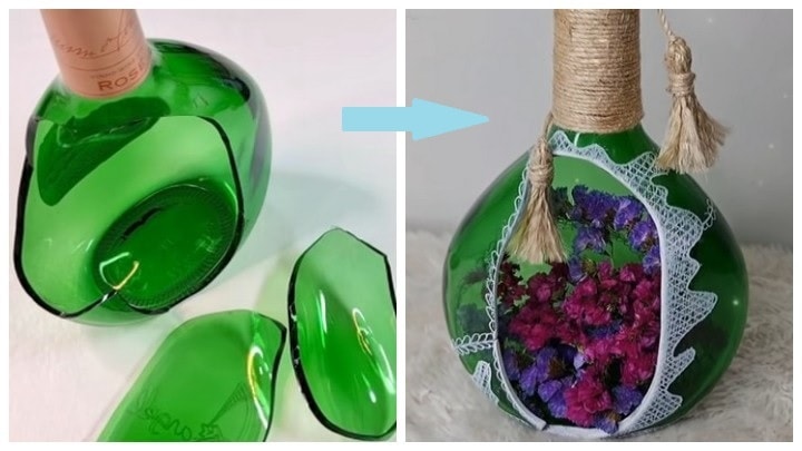 Как создать красоту для дома из разбитой бутылки
