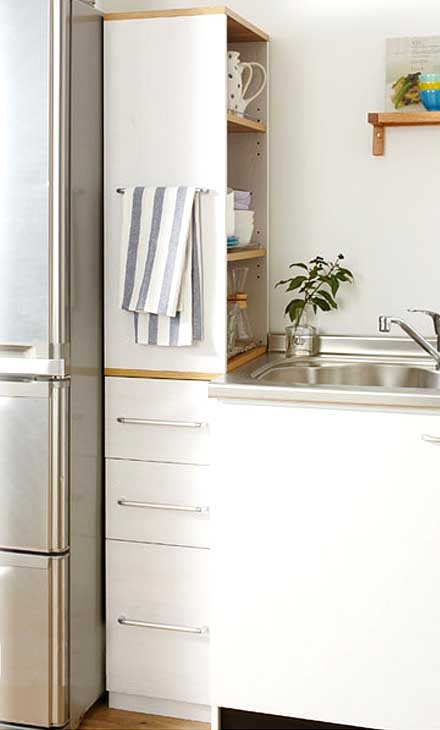 идеи хранения для маленькой кухни как использовать место у холодильника