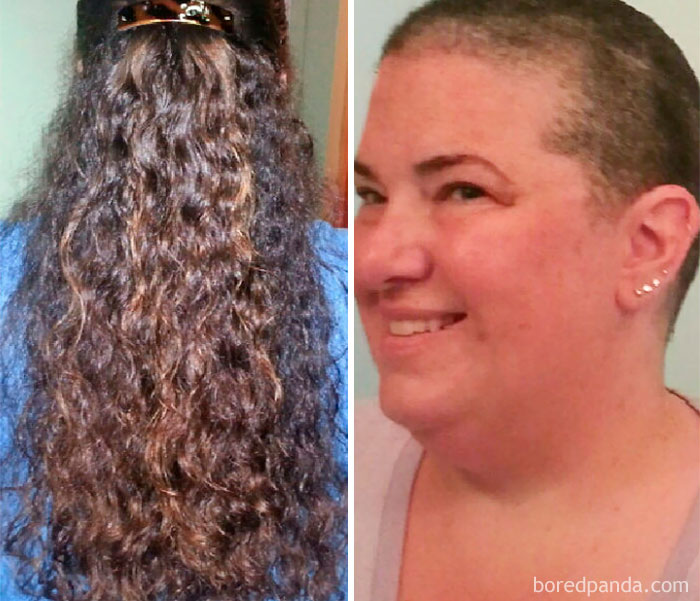 I Shaved Off My Waist-Length Hair For A Cancer Fundraiser Called Bald For Bucks In June '14 In Honor Of My Husband Who Has Fought Twice. I Donated The Hair To Wigs For Kids
