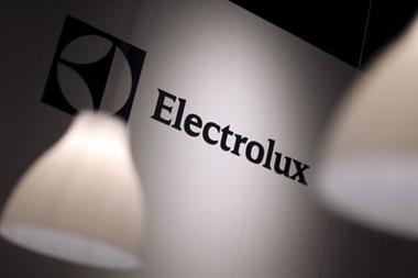 The Electrolux logo is seen during the IFA Electronics show in Berlin September 4, 2014. REUTERS/Hannibal Hanschke/File Photo GLOBAL BUSINESS WEEK AHEAD PACKAGE - SEARCH 'BUSINESS WEEK AHEAD APRIL 25' FOR ALL IMAGES 